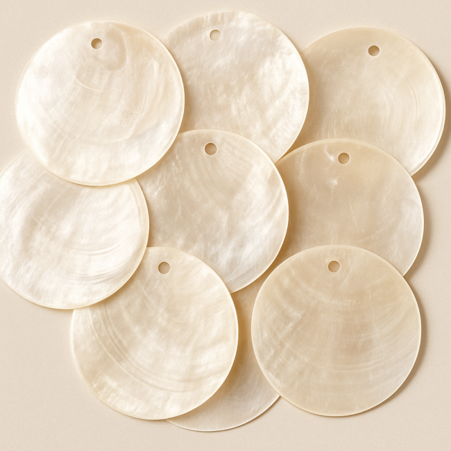 NATURAL CAPIZ WITH ONE HOLE SEA SHELLS, 2.5 INCHES